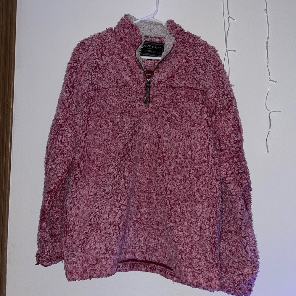 Red True Grit Sherpa pullover